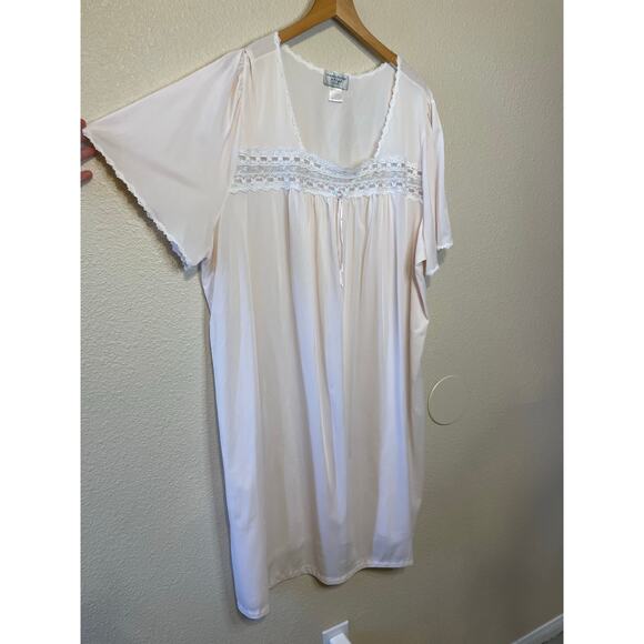 VTG Amanda Stewart Intimates Blush/ Pink Floral Lace Flutter Sleeve Nightgown 3X - Picture 2 of 13